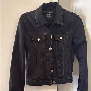 Zara Black Jean Jacket Fitted Cropped